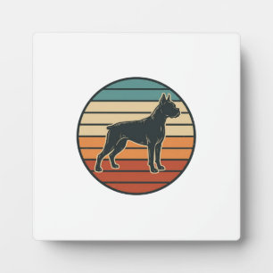 Vintage-Boxerhund-Sonnenuntergangs-Stichvektor-Des Fotoplatte