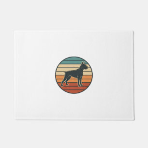 Vintage-Boxerhund-Sonnenuntergangs-Stichvektor-Des Fußmatte