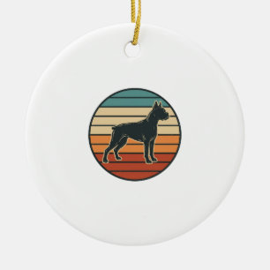 Vintage-Boxerhund-Sonnenuntergangs-Stichvektor-Des Keramik Ornament