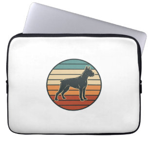Vintage-Boxerhund-Sonnenuntergangs-Stichvektor-Des Laptopschutzhülle