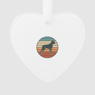 Vintage-Boxerhund-Sonnenuntergangs-Stichvektor-Des Ornament