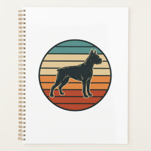 Vintage-Boxerhund-Sonnenuntergangs-Stichvektor-Des Planer
