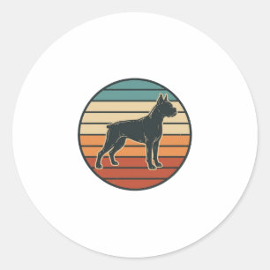 Vintage-Boxerhund-Sonnenuntergangs-Stichvektor-Des Runder Aufkleber