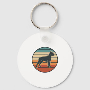 Vintage-Boxerhund-Sonnenuntergangs-Stichvektor-Des Schlüsselanhänger