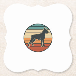 Vintage-Boxerhund-Sonnenuntergangs-Stichvektor-Des Untersetzer
