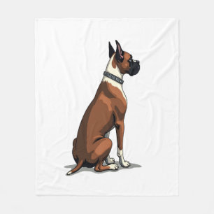 Vintage-Boxerhund von hinten Illustration Braun W Fleecedecke