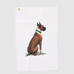 Vintage-Boxerhund von hinten Illustration Braun W Golfhandtuch