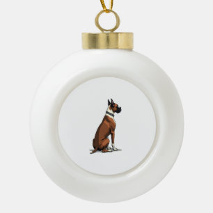Vintage-Boxerhund von hinten Illustration Braun W Keramik Kugel-Ornament