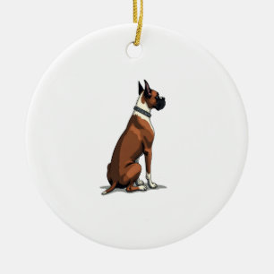 Vintage-Boxerhund von hinten Illustration Braun W Keramik Ornament