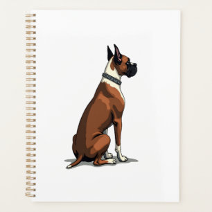 Vintage-Boxerhund von hinten Illustration Braun W Planer