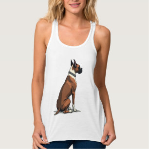 Vintage-Boxerhund-von-hinten-Illustration Braun W Tank Top