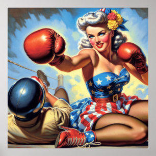 Vintage BoxGirl-Illustration Poster