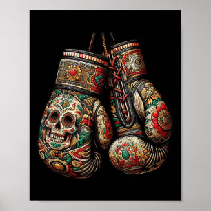 Vintage Boxhandschuhe im mexikanischen Stil Azteke Poster