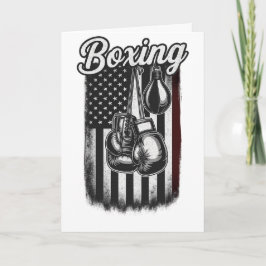 Vintage Boxing American Flag Retro Karte