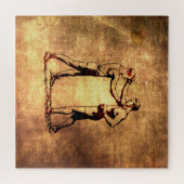 Vintage boxing men beverage coaster puzzle (Horizontal)