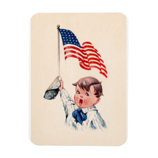 Vintage Boy Amerikanische Flagge 4. Juli Magnet