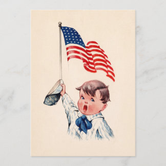 Vintage Boy Amerikanische Flagge 4. Juli Postkarte