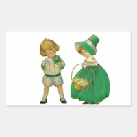 Vintage boy and girl children green St Patrick 