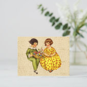 Vintage Boy and Girl Postcard Postkarte (Stehend Vorderseite)