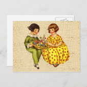 Vintage Boy and Girl Postcard Postkarte (Vorne/Hinten)
