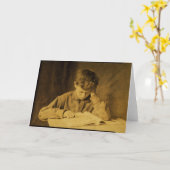 Vintage Boy Reading Karte (Gelbe Blume)