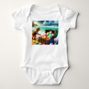 VINTAGE BOY Schatztruhe und Eier ~ Osterjoch ~ Baby Strampler