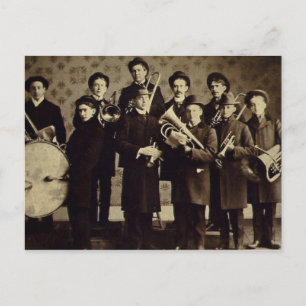 Vintage Boys Brass Band Warschau Indiana Postkarte