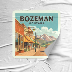Vintage Bozeman Montana Quadratischer Aufkleber