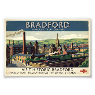 Vintage Bradford Yorkshire Retro-Reiseplakat-Kunst Fotodruck