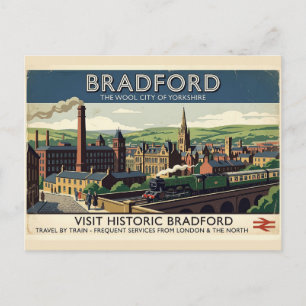 Vintage Bradford Yorkshire Retro-Reiseplakat-Kunst Postkarte