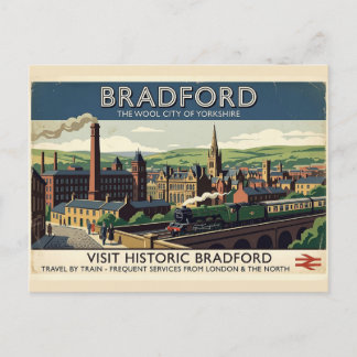 Vintage Bradford Yorkshire Retro-Reiseplakat-Kunst Postkarte