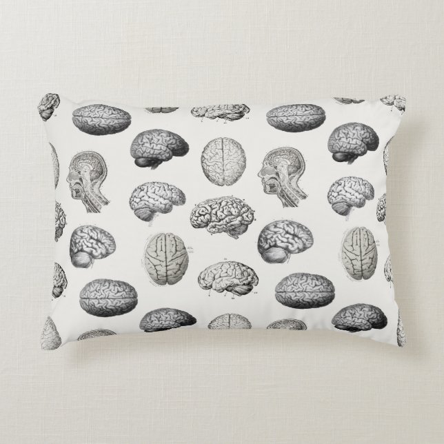 Vintage Brain Anatomy Biology Illustrations Dekokissen (Vorderseite)