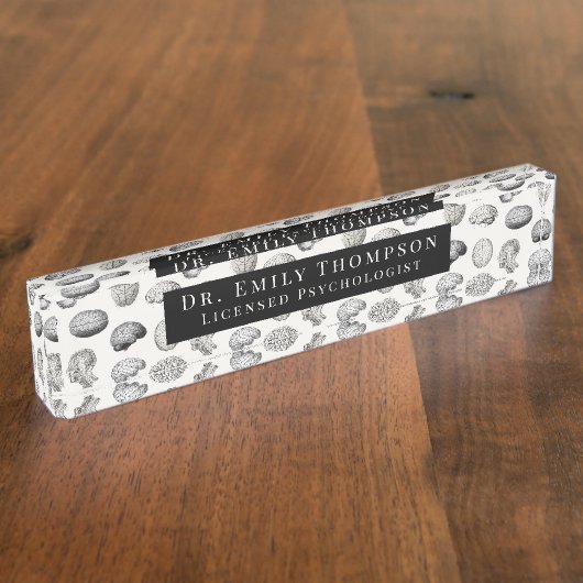 Vintage Brain Anatomy Biology Illustrations Namensplakette (Seite)