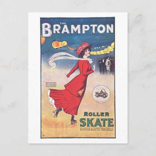 Vintage Brampton Roller Skate-Werbung Postkarte (Vorderseite)