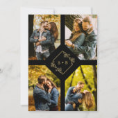 Vintage Branches Diamond Shape Golden 4 Photos Einladung (Vorderseite)