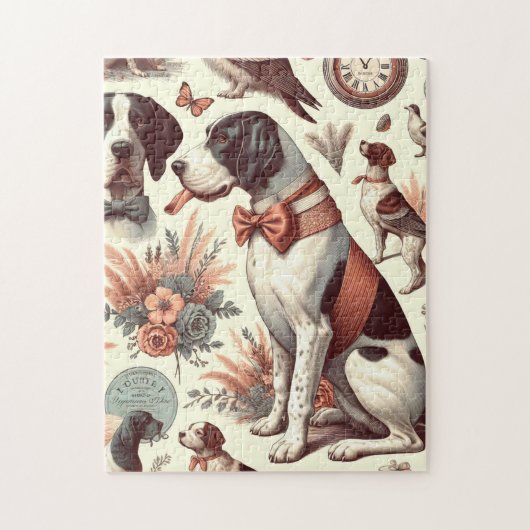 Vintage Braque Français Dog Illustration Puzzle (Vertikal)