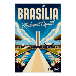 Vintage Brasília Brasilien Modernistische Hauptsta Poster