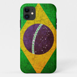 Vintage brasilianische Flagge auf gebrochenem Hint Case-Mate iPhone Hülle