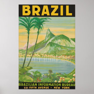 Vintage Brasilien Reiseplakat Druck, Rio De Janeir Poster