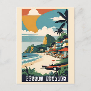 Vintage Brasilien Tropischer Strand Ozean Reise Postkarte