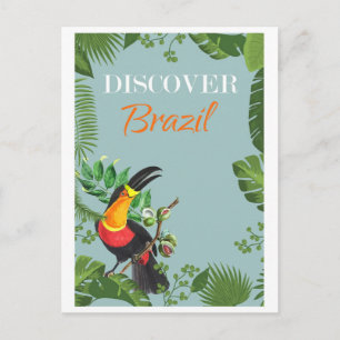Vintage Brasilien-Tukan-Regenwald-Reise Postkarte