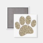 Vintage Brass Faux Glitter Dog Paw Print Magnet (Vorderseite/Rückseite)