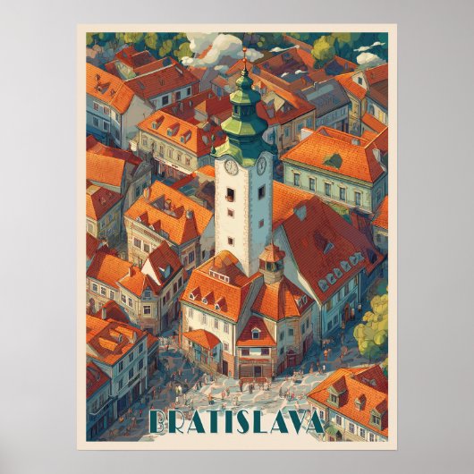 Vintage Bratislava Slowakei Reisen, Altstadt Poster (Vorne)