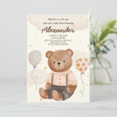 Vintage Braun-Bärenspülung Einladung (Stehend Vorderseite)