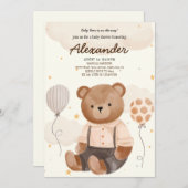 Vintage Braun-Bärenspülung Einladung (Vorne/Hinten)