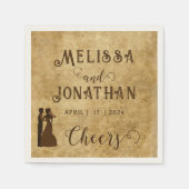 Vintage Braun-Braut-Hochzeit Bon Appetit Serviette (Vorderseite)