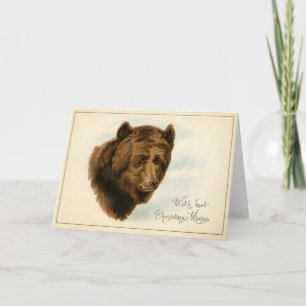 Vintage Braunbär-Weihnachtskarte Feiertagskarte