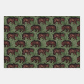 Vintage Braunbären auf Grün Geschenkpapier Set (Vorderseite)