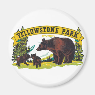 Vintage Braunbären im Yellowstone-Nationalpark Magnet
