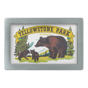 Vintage Braunbären im Yellowstone-Nationalpark Rechteckige Gürtelschnalle